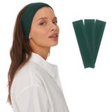 SALVIA DIONE 3'lü Spor Saç Bantları - Elastik Kaymaz İnce Saç Ter Kafa Bandı Bandana, Kadın & Erkek Koşu Fitness Yoga Pilates Makyaj Yüz Yıkama Atletik Egzersiz 3'lü Saç Bandı Bandana Seti (Koyu Yeşil)