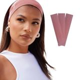 SALVIA DIONE 3'lü Spor Saç Bantları - Elastik Kaymaz İnce Saç Ter Kafa Bandı Bandana, Kadın & Erkek Koşu Fitness Yoga Pilates Makyaj Yüz Yıkama Atletik Egzersiz 3'lü Saç Bandı Bandana Seti (Pembe)