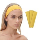 SALVIA DIONE 3'lü Spor Saç Bantları - Elastik Kaymaz İnce Saç Ter Kafa Bandı Bandana, Kadın & Erkek Koşu Fitness Yoga Pilates Makyaj Yüz Yıkama Atletik Egzersiz 3'lü Saç Bandı Bandana Seti (Sarı)