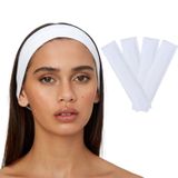 SALVIA DIONE 4'lü Saç Bandı - Elastik Kaymaz İnce Esnek Pamuk Emici Kadın Saç Bandı Bandana, Unisex Spa Koşu Dans Yoga Pilates Bisiklet Fitness Saç Ter Bandı 4'lü Kafabandı Seti (Beyaz)