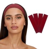 SALVIA DIONE 4'lü Saç Bandı - Elastik Kaymaz İnce Esnek Pamuk Emici Kadın Saç Bandı Bandana, Unisex Spa Koşu Dans Yoga Pilates Bisiklet Fitness Saç Ter Bandı 4'lü Kafabandı Seti (Bordo)