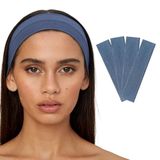 SALVIA DIONE 4'lü Saç Bandı - Elastik Kaymaz İnce Esnek Pamuk Emici Kadın Saç Bandı Bandana, Unisex Spa Koşu Dans Yoga Pilates Bisiklet Fitness Saç Ter Bandı 4'lü Kafabandı Seti (İndigo Melanj)
