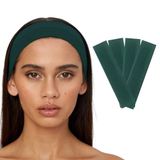 SALVIA DIONE 4'lü Saç Bandı - Elastik Kaymaz İnce Esnek Pamuk Emici Kadın Saç Bandı Bandana, Unisex Spa Koşu Dans Yoga Pilates Bisiklet Fitness Saç Ter Bandı 4'lü Kafabandı Seti (Koyu Yeşil)