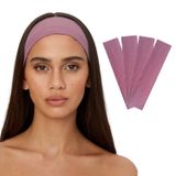 SALVIA DIONE 4'lü Saç Bandı - Elastik Kaymaz İnce Esnek Pamuk Emici Kadın Saç Bandı Bandana, Unisex Spa Koşu Dans Yoga Pilates Bisiklet Fitness Saç Ter Bandı 4'lü Kafabandı Seti (Pembe)