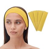 SALVIA DIONE 4'lü Saç Bandı - Elastik Kaymaz İnce Esnek Pamuk Emici Kadın Saç Bandı Bandana, Unisex Spa Koşu Dans Yoga Pilates Bisiklet Fitness Saç Ter Bandı 4'lü Kafabandı Seti (Sarı)