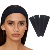 SALVIA DIONE 4'lü Saç Bandı - Elastik Kaymaz İnce Esnek Pamuk Emici Kadın Saç Bandı Bandana, Unisex Spa Koşu Dans Yoga Pilates Bisiklet Fitness Saç Ter Bandı 4'lü Kafabandı Seti (Siyah)