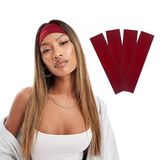 SALVIA DIONE 4'lü Spor Saç Bantları - Elastik Kaymaz İnce Saç Ter Kafa Bandı Bandana, Kadın & Erkek Koşu Fitness Yoga Pilates Makyaj Yüz Yıkama Atletik Egzersiz 4'lü Saç Bandı Bandana Seti (Bordo)