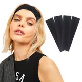 SALVIA DIONE 4'lü Spor Saç Bantları - Elastik Kaymaz İnce Saç Ter Kafa Bandı Bandana, Kadın & Erkek Koşu Fitness Yoga Pilates Makyaj Yüz Yıkama Atletik Egzersiz 4'lü Saç Bandı Bandana Seti (Siyah)