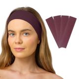 SALVIA DIONE 4'lü Spor Saç Bantları - Elastik Kaymaz İnce Saç Ter Kafa Bandı Bandana, Kadın & Erkek Koşu Fitness Yoga Pilates Makyaj Yüz Yıkama Atletik Egzersiz 4'lü Saç Bandı Bandana Seti (Vişne Çürüğü Melanj)