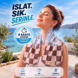 Salvia Dione 6 Saat Etkili Serinletici Soğutucu Havlu - Su ile Aktifleşen, Çift Katmanlı Bölgesel Soğuk Kompres, 30x90 cm, Boyun, Omuz, Bacak, Sırt İçin, Spor ve Seyahat Vücut Sargısı (Damalı)