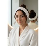 Salvia Dione Banyo ve Bakım Havlu Saç Bandı - Duş Sonrası Makyaj ve Cilt Bakımı İçin Pratik Saç Toplayıcı (Beyaz)