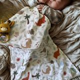 Salvia Dione Çok Amaçlı Müslin Bebek Örtüsü - 60x95 3 Katlı%100 Pamuk Müslin Bebek Battaniyesi - Unisex Hem Kız Hem Erkek Bebek İçin Hediye Alt Açma, Dinazor ve Hayvan Desenli Yenidoğan Kundak