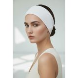 Salvia Dione Havlu Saç Bandı - Premium Yumuşak Pamuk Kaymaz Esnek Spa Makyaj Maske Cilt Bakımı Yoga Bandı (Beyaz)