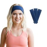 SALVIA DIONE Saç Bandı 3lü Kadın Erkek Spor Elastik Kaymaz İnce Esnek Likralı Pamuk Kadın Saç Bandı Bandana Unisex Fitness Makyaj Cilt Yüz Yoga Pilates Bisiklet Koşu Sporcu Saç Bandı Seti (Petrol Mavisi, Standart)