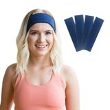 SALVIA DIONE Saç Bandı 4lü Kadın Erkek Spor Elastik Kaymaz İnce Esnek Likralı Pamuk Kadın Saç Bandı Bandana Unisex Fitness Makyaj Cilt Yüz Yoga Pilates Koşu Sporcu Saç Bandı Seti (Petrol Mavisi, Standart)