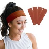 SALVIA DIONE Saç Bandı 4lü Kadın Erkek Spor Elastik Kaymaz İnce Esnek Likralı Pamuk Kadın Saç Bandı Bandana Unisex Fitness Makyaj Cilt Yüz Yoga Pilates Koşu Sporcu Saç Bandı Seti (Yanık Turuncu, Standart)