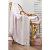 Salvia Dione%100 Pamuk Bebek Battaniyesi 4 Mevsim Çok Amaçlı Örgü Pamuklu Bebek Çocuk Örtüsü Pembe-mavi Pembe-Mavi 110 x 110