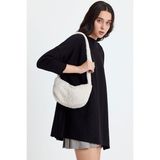 Salviadione Kadın Peluş Teddy Bag Omuz Çantası Yumuşak Doku Baget Çanta - Krem