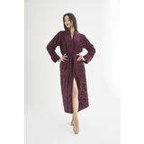 Şalyaka Jakarlı%100 Cotton Bayan Bornozu BORDO S