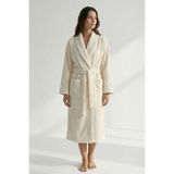 Şalyaka Kadife Bornoz Krem%100 Pamuk Unisex Spa Için Ideal Kadın/Erkek