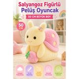 Salyangoz Figürlü Pembe Sırtlı Pelüş Oyuncak 50 CM Büyük Boy Yumuşak Dokulu Dekoratif Pelüş