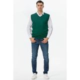 SAM Erkek V Yaka Kolsuz Triko Kazak - Yeşil - 2XL