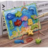 Sam Toys Ahşap Mıknatıslı Balık Tutma ve Ipe Dizme Oyunu - Ahşap Desenli