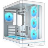 SAMA V62WH White, G1000WH 1000W, 80+ Gold, Full Modüler, PCIE 5.1, ATX3.1, Tempered Glass Panel, Panoramic Tasarım, Type-C, 7x120mm ARGB INFINITY Fan, ATX, GAMING KASA