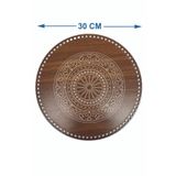 şamaksesuar ( 2 Adet ) Desenli Daire Ahşap Sepet Tepsi Tabanı 30 Cm 3 Mm Mdf ( Kahverengi Tek Yüz )