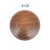 şamaksesuar Ahşap 3 Mm Mdf Daire Sepet Tepsi Tabanı Ceviz Tek Yüz 4 'lü Paket