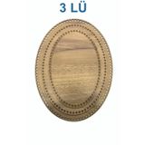 şamaksesuar Ahşap 3 Mm Mdf Oval Elips Sepet Tepsi Tabanı Meşe 3'lü Paket Açık Kahverengi Tek Yüz