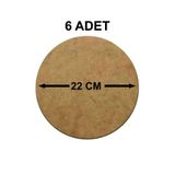 şamaksesuar Supla Levha ( 6 Adet ) 3 Mm Ham Mdf 22 Cm Çap Yuvarlak Supla Hobi Süsleme Malzemesi