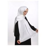 SAMARA SCARF Abiye Janjan Parlak Saten Dokulu Tesettür Abiye Şifon BEYAZ Şal