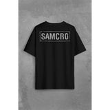 Samcro Sons Of Anarchy Anarşi Sırt Ön Baskılı Oversize Tişört Unisex T-Shirt - Siyah
