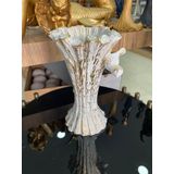 Şamdan mumluk şamdan polyester kütük mum BEYAZ GOLD DETAYLI