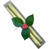 Şamdan Mumu Gold 2’li Konik 25 cm Dekoratif Konik Uzun Mum Seti