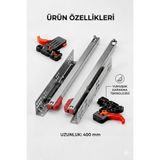 SAMET 400 mm Mandallı Çekmece Rayı Takımı - Frenli Sessiz Kapanma Gizli Ray Sistemi