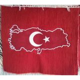Samet Kuruyemiş 70 x 100 cm Türk Bayrağı Desenli El Yapımı Seccade - 70 x 110 cm - Kırmızı