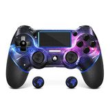 SAMINRA PS4 Kumandası için 2 Başparmak Kavraması, Tasarım Starry Sky Özel V2 Kablosuz Oyun Denetleyicileri, PS4, Slim, Pro ve Windows PC ile Uyumlu