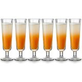 Şampanya Kadehi Seti, Şeffaf Cam, 6'li Set, Uzun Saplı Flüt Bardak, Parti ve Özel Günler Için - Çok Renkli
