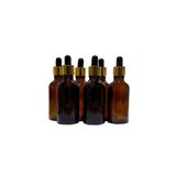 Sampex 60 Adet 50 Ml Damlalıklı Amber Cam Şişe Metal Altın Renk Yüzüklü Beyaz 869743171906589
