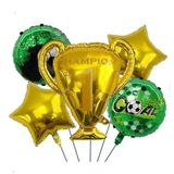 Şampiyon Kupası Yeşil Futbol Topu Folyo Balon Set