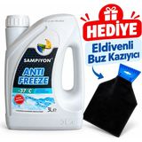 Şampiyon Süper Antifriz -37°c Mavi Antifriz 3 Lt. - Eldivenli Buz Kazıyıcı Hediyeli