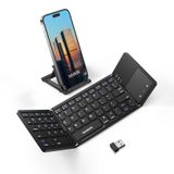 Samsers Dokunmatik Yüzeyli Çok Cihazlı Katlanabilir Bluetooth Klavye, Şarj Edilebilir Çift Modlu (2.4G+BTx2) Tutuculu Kablosuz Klavye, Android Windows iOS Mac OS için Taşınabilir Katlanır Klavye -