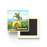 Samsun - Atatürk Anıtı - Baskılı Buzdolap Magneti Kare - 9x9 cm