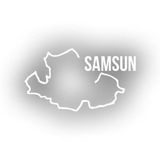 Samsun Harita Araba Sticker 17X17 Cm Beyaz