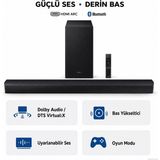 Samsung 2.1 Kanallı Kablosuz Subwooferlı Soundbar, Dolby Audio ve Dts Virtual, Bas Yükseltici, Uyarlanabilir Ses Lite ve HDMI Arc Bağlantısı - Siyah