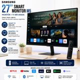 Samsung 27 Inç 1920 x 1080 Full Hd Akıllı Monitör Tv Tizen Wi-Fi Bluetooth Hoparlörlü 60 Hz 4 Ms Hızlı Yanıtlı LED Ekran - Renk - Siyah