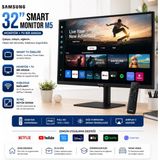 Samsung 32 Inç Full Hd Smart LED Monitör Wi-Fi Bluetooth Dahili Hoparlörlü Tizen Işletim Sistemli Akıllı Ekran, Netflix Youtube Uyumlu - Renk - Siyah