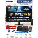 Samsung 43" Smart Monitor M7 4K UHD 60Hz, Smart Tv Uygulamaları, 65W Usb-C, Hdmı, Wi-Fi, Bluetooth, 20W Hoparlör, Aı Futbol Modu ve Tizen Işletim Sistemi, Klavyemouse Hediye! - 60 Hz - 43 inç